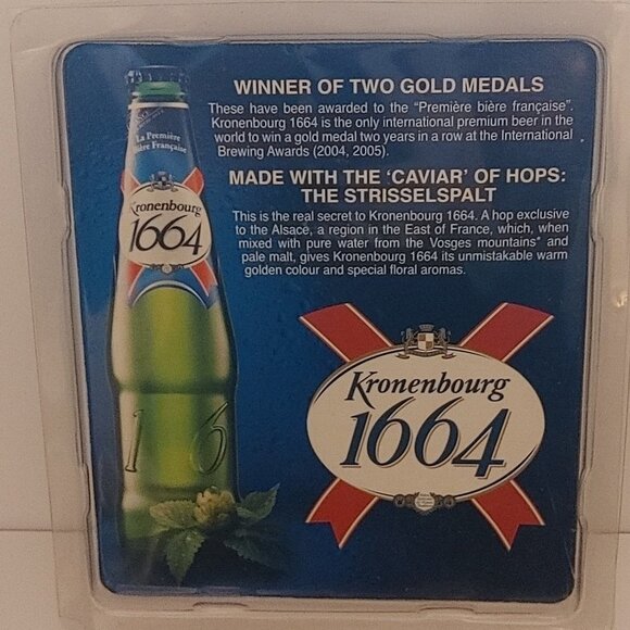 KRONENBOURG 1664 Glass Coasters BNIP Set of 2 Rubber Feet Protect Your Surfaces - Picture 3 of 3